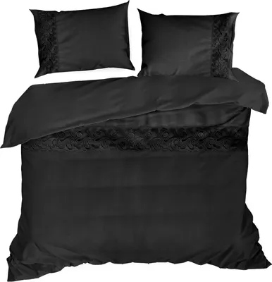 Produktbild von Eurofirany Bettwäsche mit Spitze schwarz Baumwolle 200 cm x 160 cm Dekoration