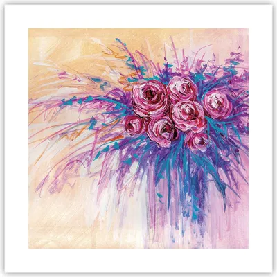 Produktbild von Poster - Poster ohne Rahmen - Blumenstrauß Blumen Rosen - 40x40 cm - Wand Bild - Wanddeko - Wandbilder - Kunstposter - Wandposter - Bilder - Kunstdruck - Wanddekoration - Wandbild - P2XAC40x40-4465