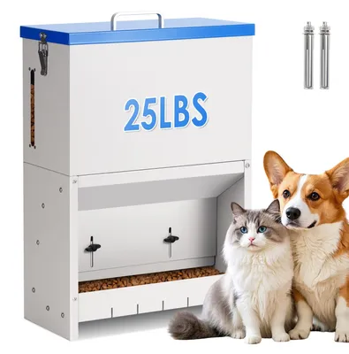 Automatischer Hundefutterspender, Edelstahl, 25 lb, für große Rassen, braun