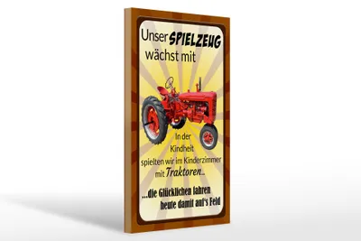 Produktbild von Holzschild Spruch 20x30cm Spielzeug wächst mit Traktor