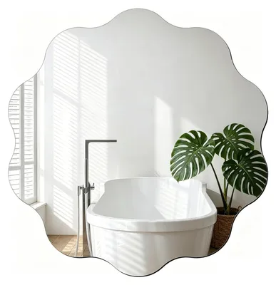 Image de Miroir de salle de bain rond avec bordure de 40 cm - Design sans cadre