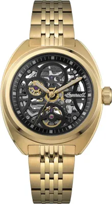 Zdjęcie produktu dla Zegarek męski INGERSOLL, mechanizm automatyczny, złoty/czarny, uniwersalny rozmiar, męski, 44 mm, modele I16901, I16902