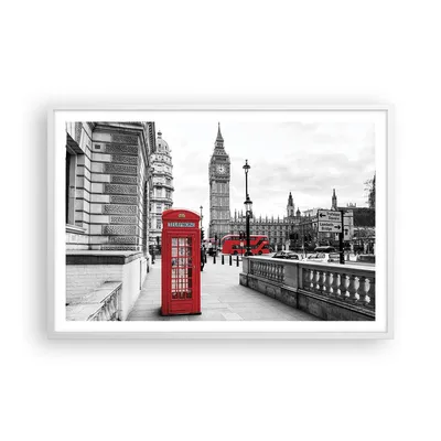 Produktbild von Gerahmtes Poster - Weißer Rahmen - Schuppen Telefon London - 91,5x61 cm - Wand Bild - Wanddeko - Wandbilder - Kunstposter - Wandposter - Bilderrahmen - Bilder - Kunstdruck - Wandbild - P2WAA91x61-4326