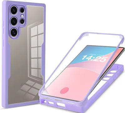 Produktbild von 360 Grad Rundum Schutz Handyhülle für Samsung Galaxy S24 Ultra Full Cover Vollschutz Case Farbe: Violett