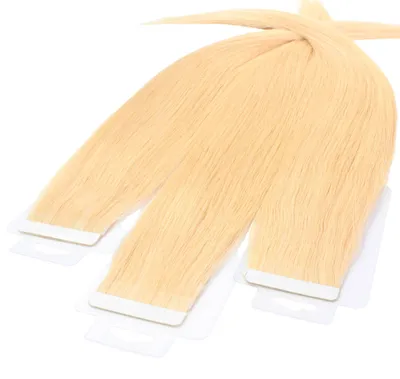 Produktbild von hair2heart Tape Extensions Echthaar Glatt - 10 Tapes 2.5g 60cm Goldblond