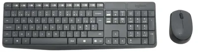 Produktbild von Logitech MK235, Volle Größe (100%), Kabellos, RF Wireless, AZERTY, Grau, Maus enthalten