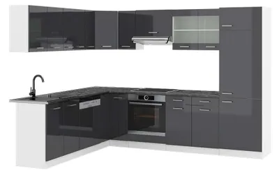 Produktbild von Eckküche Vicco R-Line Anthrazit Hochglanz/Weiß 287 x 227 cm, AP Anthrazit, Model 42504