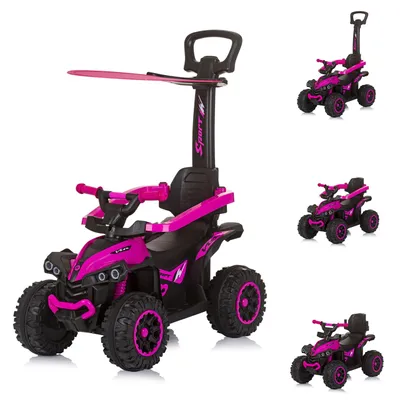 Immagine prodotto di Chipolino auto cavalcabile per bambini ATV tettuccio apribile maniglia a spinta funzione musica fino a 23 kg rosa
