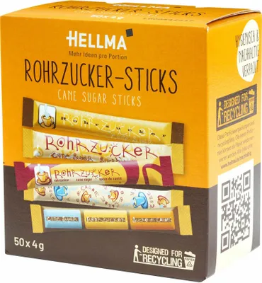 Obrázek produktu pro HELLMA surový třtinový cukr v tyčinkách 50 x 4,0 g