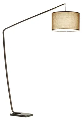 Produktbild von Metallbraune Bogenstehleuchte aus Metall, Marmorsockel, modernes Design mit Lampenschirm, Höhe 215 cm, E27-Fassung, max. 40 W - Perenz