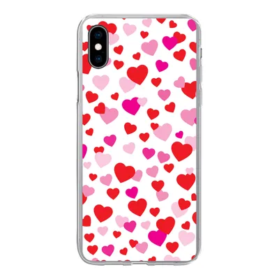 Produktbild von MuchoWow® Handyhülle Schutzhülle Hülle für iPhone Xs Eine Illustration mit bunten Herzen Silikon Softcase Handy Hülle - Handytasche