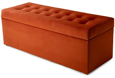 Produktbild von MG Design Polsterhocker Orange 45x120 cm - Stauraum 140L, bis 300 kg, samtig-weich mit Schimmer, pflegeleicht, für Wohnzimmer & Flur