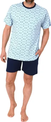 Produktbild von Normann Herren kurzarm Schlafanzug Shorty Pyjama ; hellblau , 50