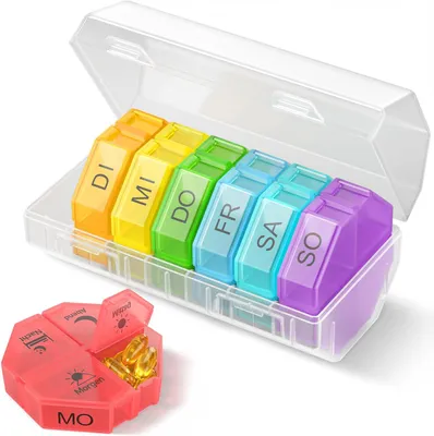 Produktbild von Yaklim Tablettenbox 7 Tage, 4 Fächer pro Tag, extra große Fächer