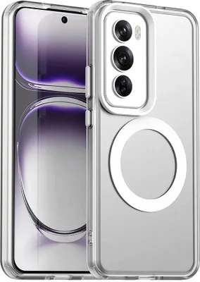 Image de Etui magnétique pour Oppo Reno12, étui antichoc fin, mat et translucide Blanc