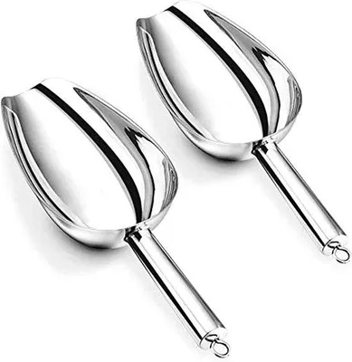 Produktbild von Unyqoos® Eisschaufel 2er-Set aus Edelstahl – 20,5×7×4 cm & 25×8,5×5 cm, stabile Portionierschaufeln für Eis, Mehl, Pommes, Küche und Bar