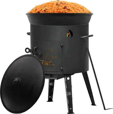 Produktbild von Ø44 Uchag 2mm Stahl 22L Kazan Gusseisen Utschak Feuerstelle Utschag WOK Kasan Campingofen Feldküche Außenküche Eintopfofen
