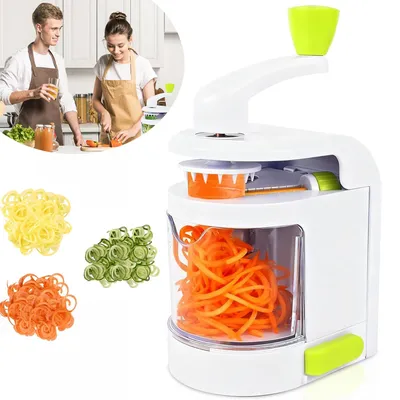 Produktbild von Spiralschneider Gemüse 4-in-1 mit Behälter, Zucchini Spaghetti Schneider, für Karotte & Gurke