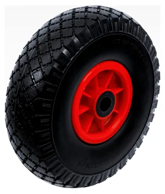 Produktbild von Rad für Sackkarren / Bollerwagen | PU, rot/schwarz | 260 mm | Vollgummi, pannensicher