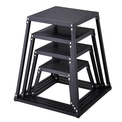 Obrázok produktu pre VEVOR 4-dielne plyometrické skákacie boxy, 305/458/609/762 mm Plyometric Box Black, protišmykové fitness cvičenie Step-Up Box Set pre domáci fitness tréning, kondičný tréning sily, tréning skokov