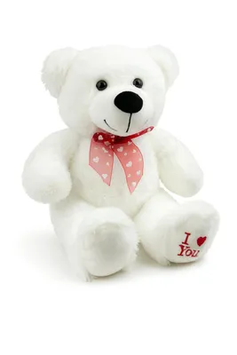 Produktbild von Plüschtier Teddybär 50 cm Weiß mit Schleife – Großes Kuscheltier aus weichem Plüsch
