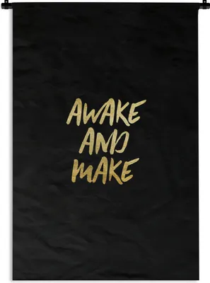 Produktbild von MuchoWow® Wandteppich Wandbehang Zitate - Gold - Schwarz 90x135 cm Tapisserie Dekoration Wandtuch - Baumwolle - Wandskulptur