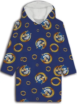 Produktbild von Sonic the Hedgehog Herren Kuschelponcho Kuscheldecke mit Ärmeln Kapuze Tasche