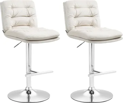 Produktbild von 2er Set Barhocker Damar Samt chrom creme