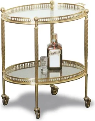 Produktbild von Casa Padrino Luxus Jugendstil Servierwagen Gold 52 x 41 x H. 56 cm - Edler Messing Trolley mit Glasplatten - Barock & Jugendstil Gastronomie Accessoires