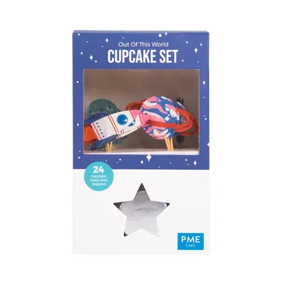 Produktbild von PME CUT17, Cupcake-/Muffinbecher + Topper, Rund, Gerillte Oberfläche, 180 °C, Mehrfarbig, Metall, Papier, Holz