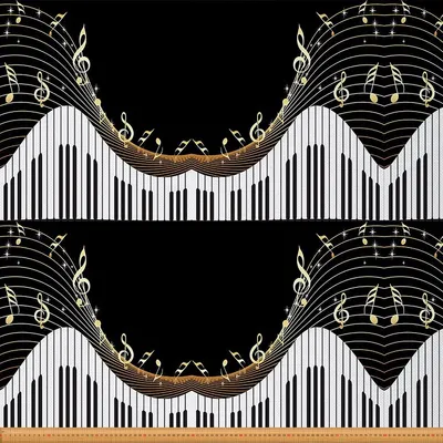 Musiknoten-Stoff, wasserdicht, 2 Yards, Schwarz-Weiß