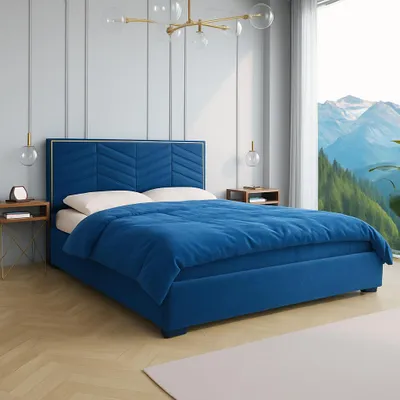 Zdjęcie produktu dla Łóżko kontynentalne LUX4 – styl glamour i niezrównany komfort snu - materiał Riviera - 160x200cm