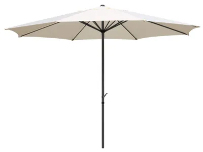 Image de Nouveau parasol Sunny de 400 cm en matériau naturel avec protection UV 50+, orientable, rond, avec mécanisme à manivelle, parasol de marché, parasol de jardin