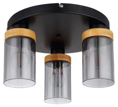 Produktbild von Deckenleuchte, Metall, Glas, rauchfarben, 3 Flammig, D 39 cm
