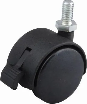 Produktbild von 40-mm-Möbelrolle mit M8x15-mm-Achse und Bremse, Schwarz