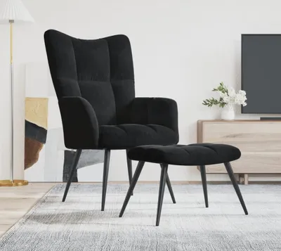 Produktbild von vidaXL Relaxsessel mit Hocker Schwarz Samt