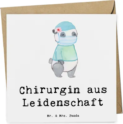 Produktbild von Mr. & Mrs. Panda Klappkarte Chirurgin Leidenschaft - Weiß - Geschenk, Ärztin, Krankenhaus, Grußkarte, Glückwunschkarte, doppelkarte, Lustig, faltkarte, anlasskarte