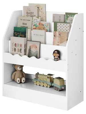 Image de Étagère pour livres pour enfants - Étagère de livres Montessori - 5 compartiments - Bois - 83 x 100 x 30 cm - Blanche - Pour la chambre d'enfant