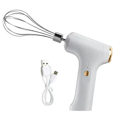 Produktbild von Edelstahl Schneebesen Wiederaufladbare Küche Handmixer Rührer Rührer Milchaufschäumer zum Einfachen Schlagen,（Weiß）