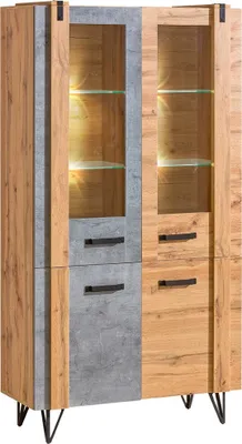 Image de Minio, vitrine "MILENIUM 3", 90 cm, avec pieds en métal, couleur chêne Wotan / béton