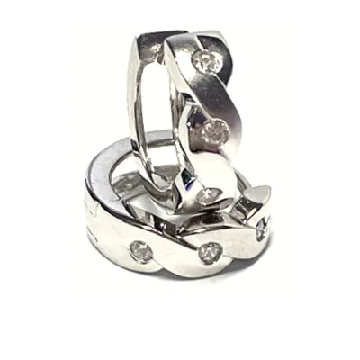 Produktbild von Ohrring 925/- Silber rhodiniert Zirkonia Creole Glanz / Matt Scharniercreole