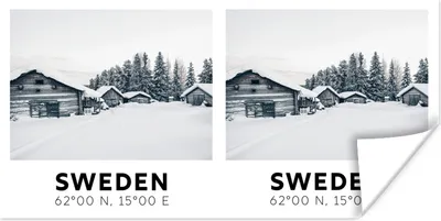 Produktbild von MuchoWow® Poster Schweden - Schnee - Häuser 80x40 cm - Wanddeko