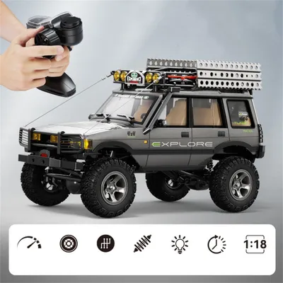 Produktbild von JXC LR1801 1:18 RC Crawler 4WD Offroad Kletterfahrzeug RTR Ferngesteuertes Auto mit 3-Gang Getriebe LED Licht für Kinder Erwachsene, Grau