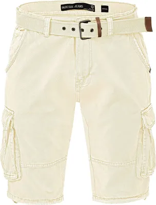 Produktbild von Indicode Kjeld Herren Cargoshorts mit 6 Taschen inkl. Stoffgürtel aus 100% Baumwolle | Kurze Hose Bermuda Sommer Herrenshorts Short Men Pants Cargohose kurz Sommerhose für Männer (XL, Fog)