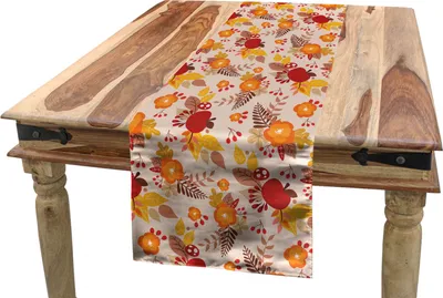 Obrázek produktu pro ABAKUHAUS Podzimní ubrus, teplé barvy listí, jídelna, kuchyně, obdélníkový dekorativní ubrus, 40 x 180 cm, vícebarevný