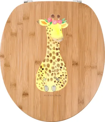 Produktbild von Mr. & Mrs. Panda WC Sitz Giraffe Blumenkranz - Transparent - Geschenk, Afrika, Freundin, WC-Sitz, Holz Toilettendeckel, Abenteurer, Klodeckel, klo deckel, Brille