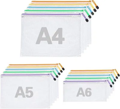 Produktbild von Famanu Dokumentenhüllen A4 A5 A6 - wasserdichte PVC Schutzhüllen mit Reißverschluss in 5 Farben
