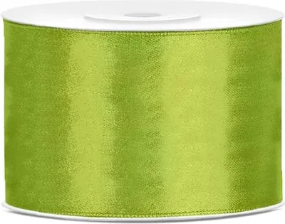 Produktbild von 25m Satin Geschenkband apfelgrün 5cm breit