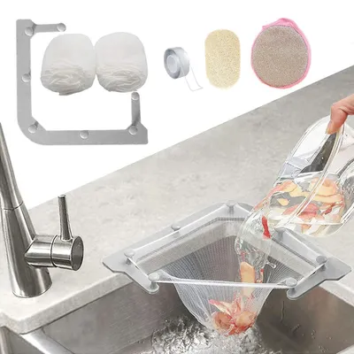 Immagine prodotto di Setaccio triangolare per scarico del lavello della cucina, con 100 sacchetti filtranti, colore grigio