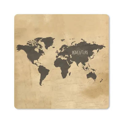 Produktbild von MuchoWow® Mauspad Mousepad Weltkarte - Braun - Vintage 20x20 cm - Mousepads - Maus Mat - Pad - Mausunterlage - Desk Mat - Bureauartikeln